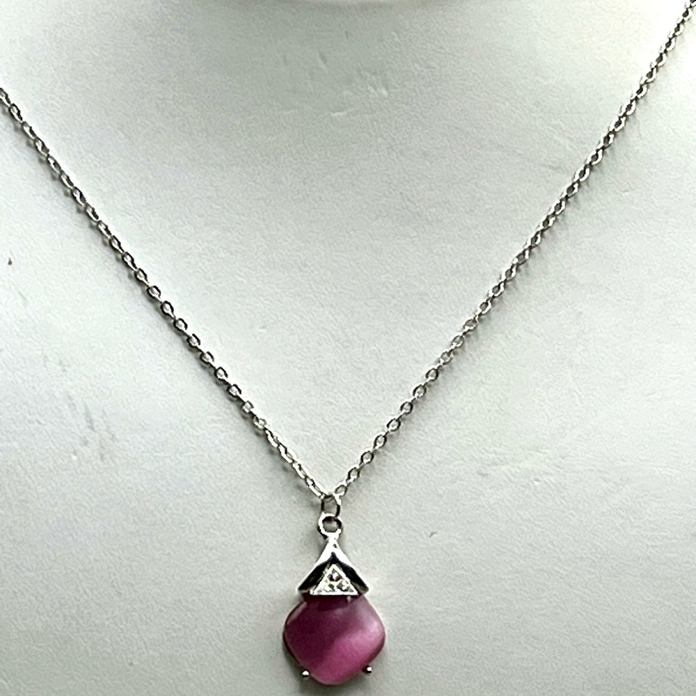 Stunning Elegant Pink Pendant Necklace -Elegant Everyday Jewelry - Picture 3 of 5
